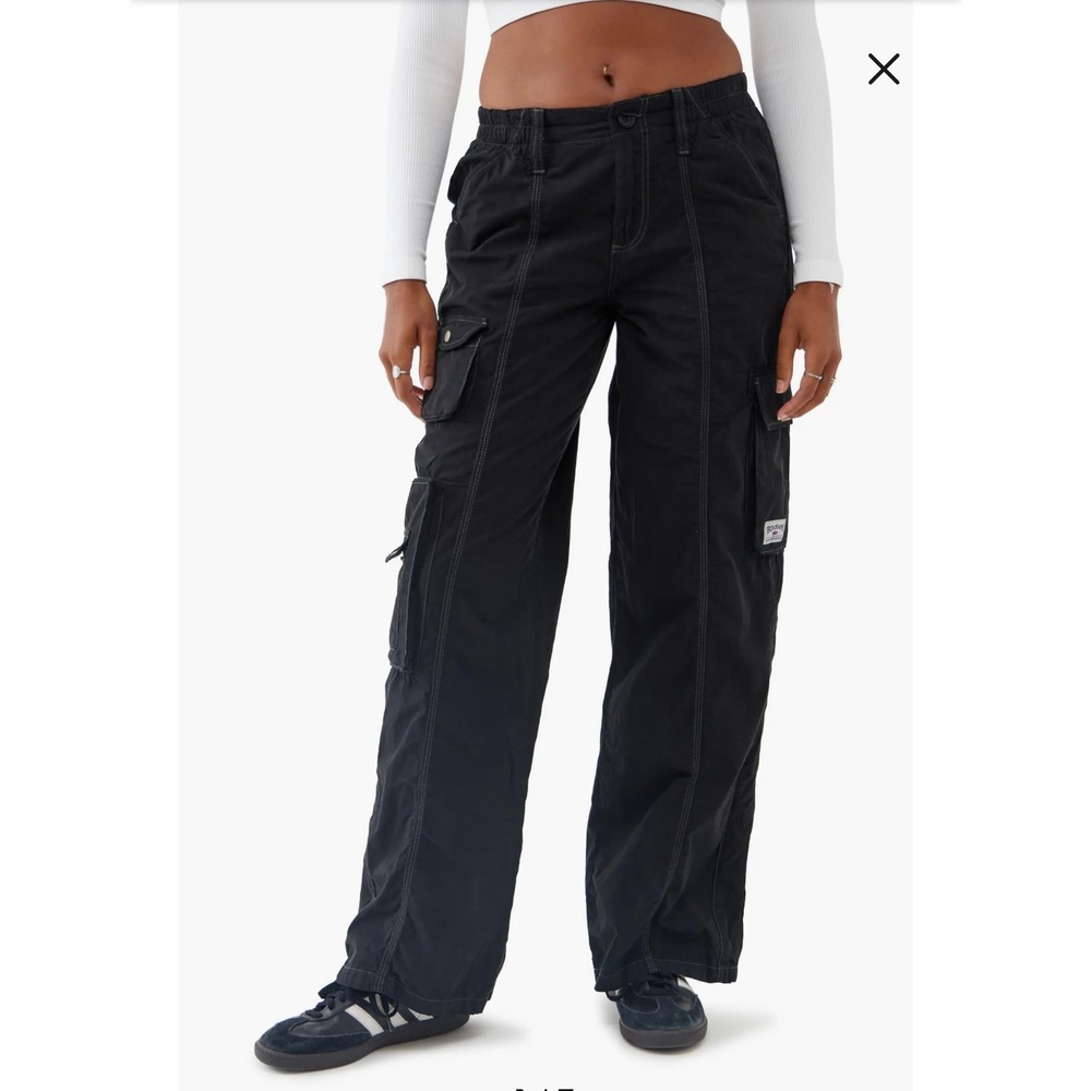 BDG Urban Outfitters Contrast Stitch Black Cargo Pants Large NWT
